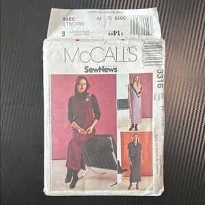 McCall's Sewing Pattern 3316 : dress shirt jacket- Y2K 2001- casual